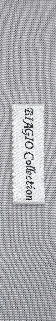 Biagio KNITTED Neck Tie Solid SILVER GREY Color Mens Knit NeckTie