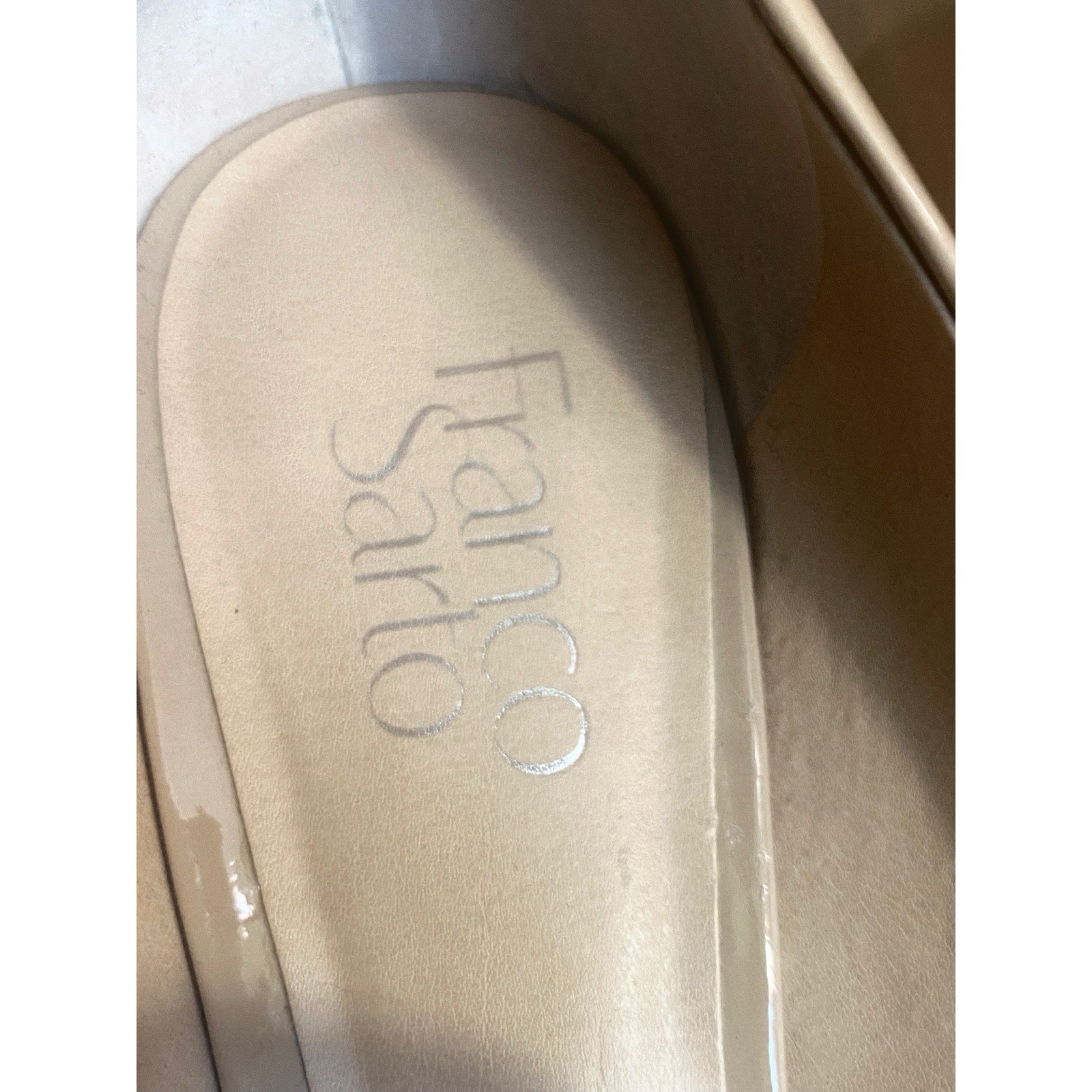 Franco Sarto man made materials 4” wedge tan pump 10M
