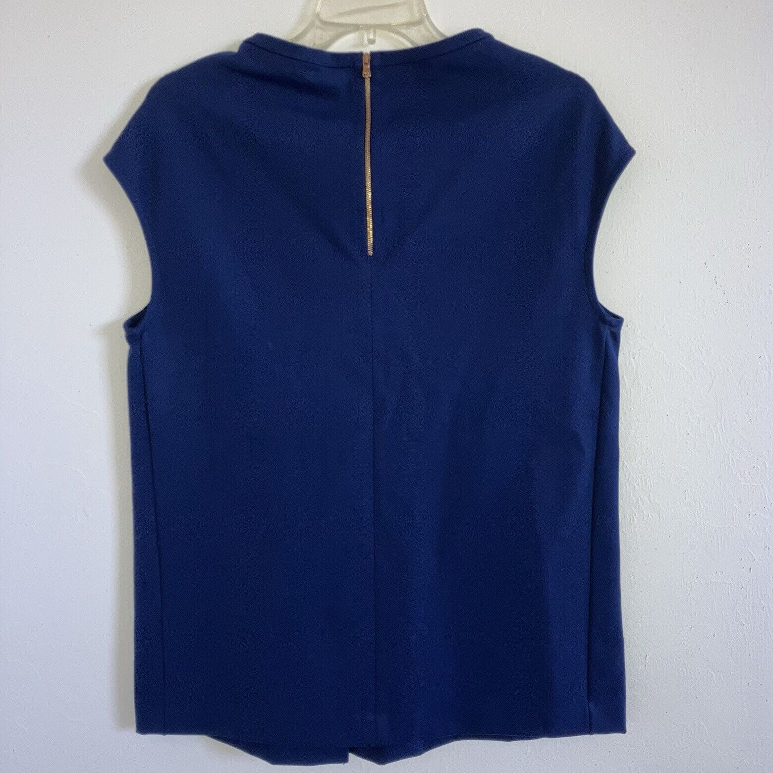 PIAZZA SEMPIONI XL Dark Blue Whimsical Pleated Sleeveles Stretch Top 48 Italy
