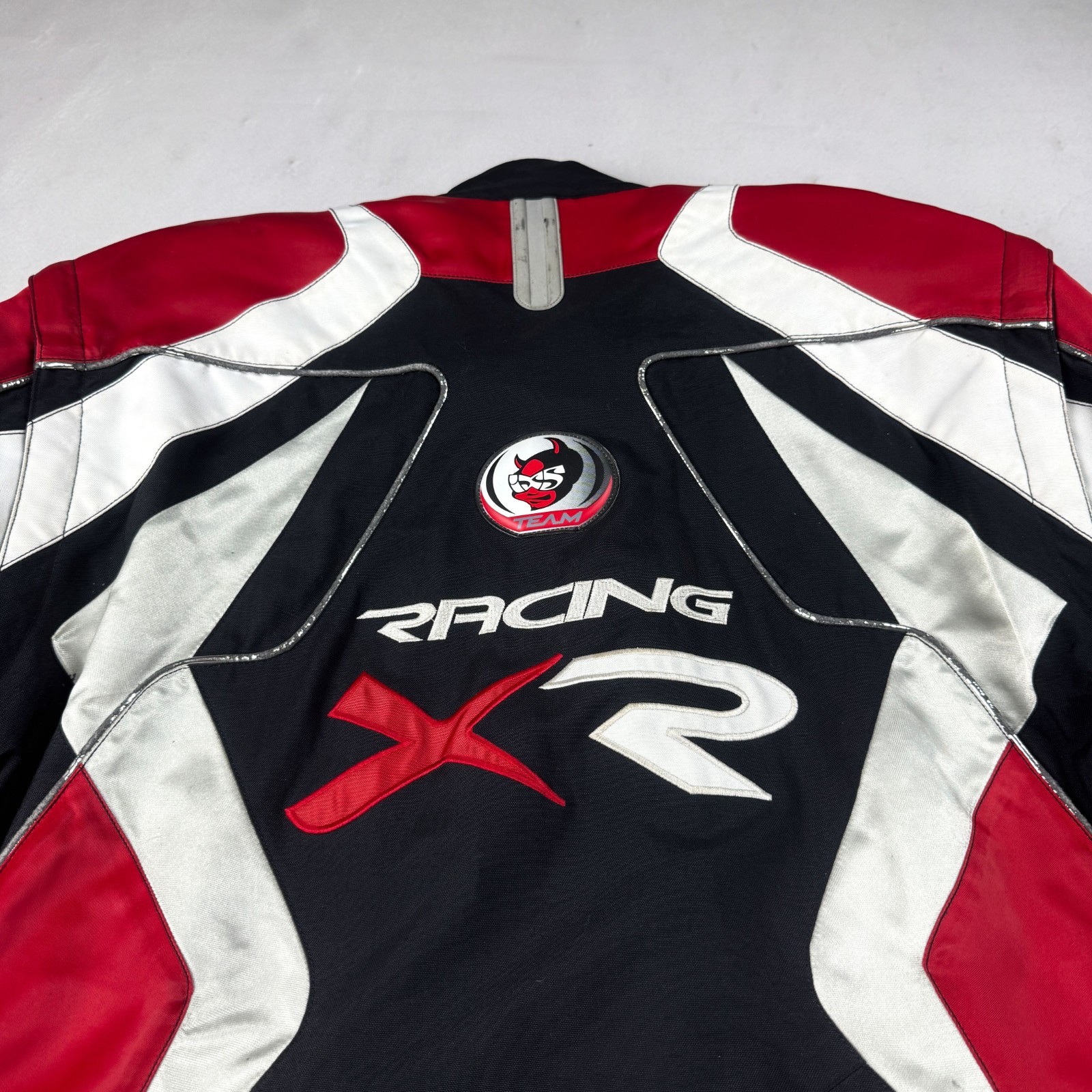 Mens Vintage IXS Racing Motorcycle Jacket Red Black Moto Biker Padded Y2K Racing