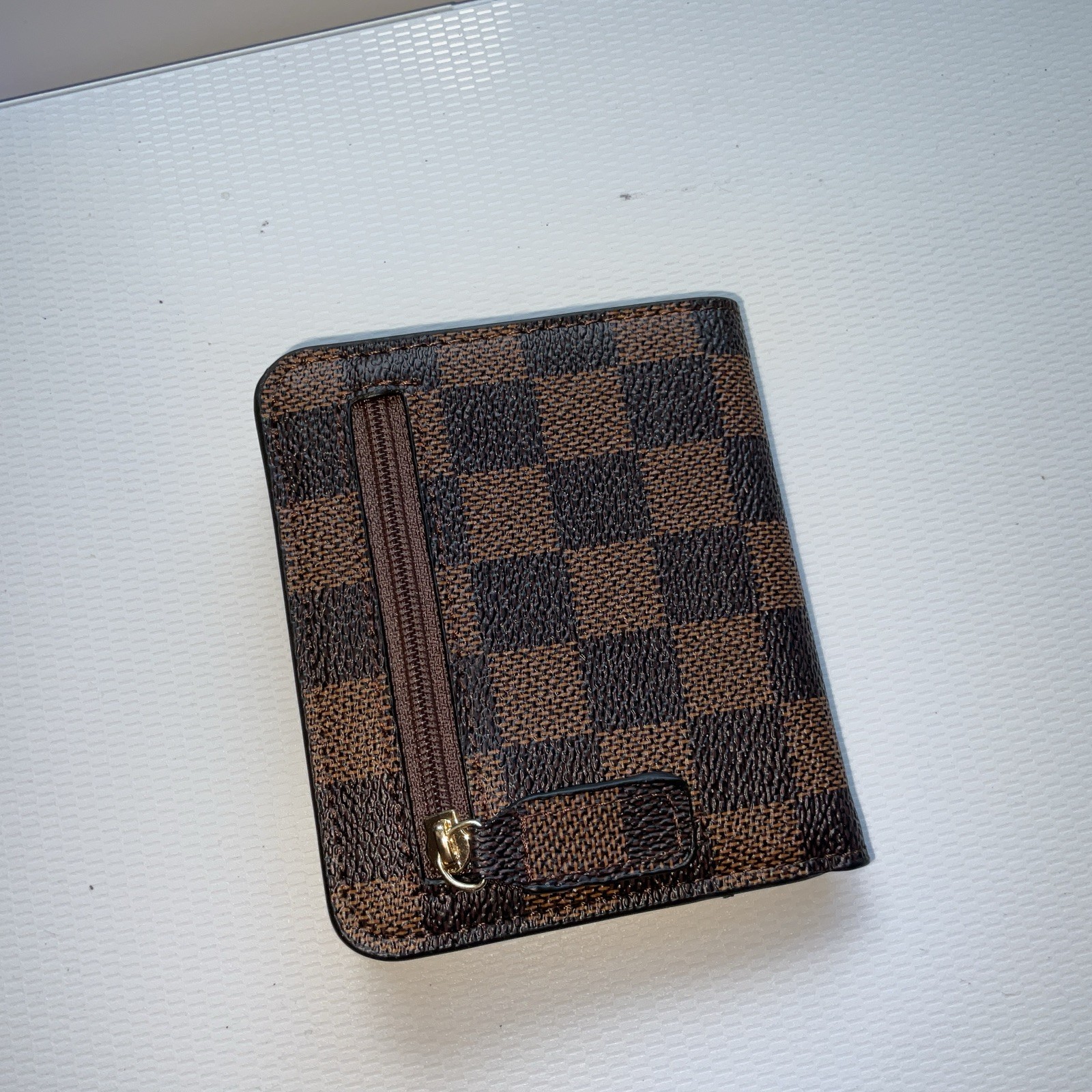 Rita Messi Wallet Organizer credit hard. ID. Coins- Brown Checkered