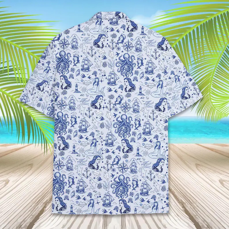 Nautical Hawaiian Shirt Mens Womens Youth Kids Tropical Beach
