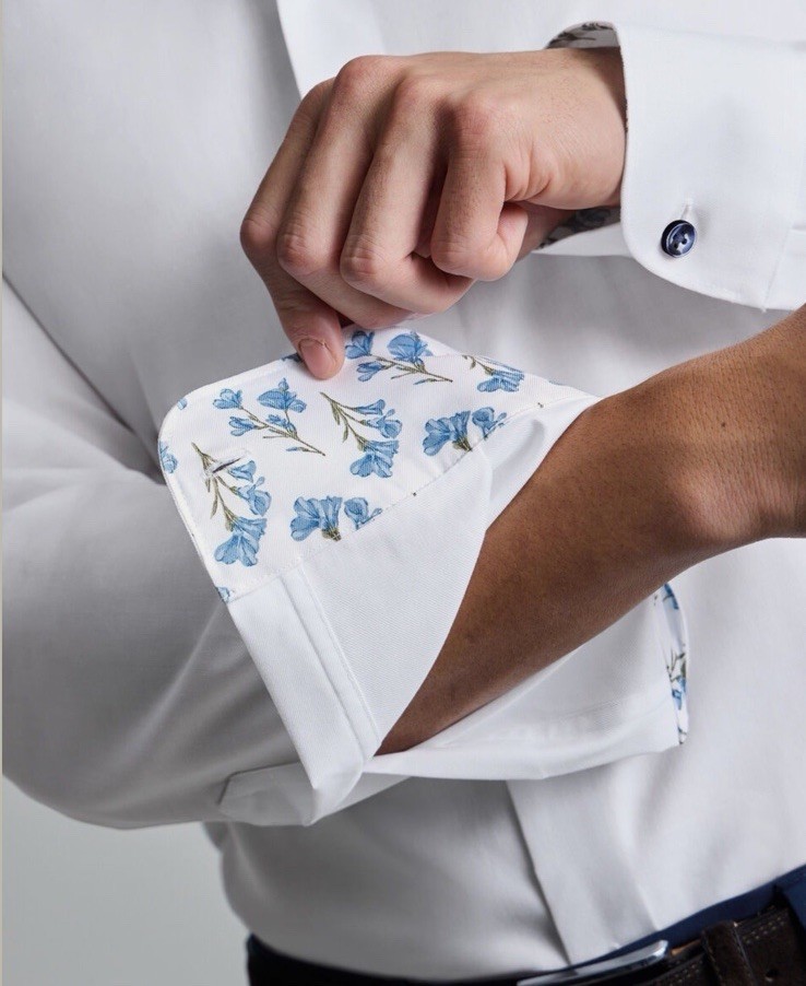 CHARLES TYRWHITT Non-Iron Stretch Floral Printed Trim Slim Fit Shirt – 17/36in