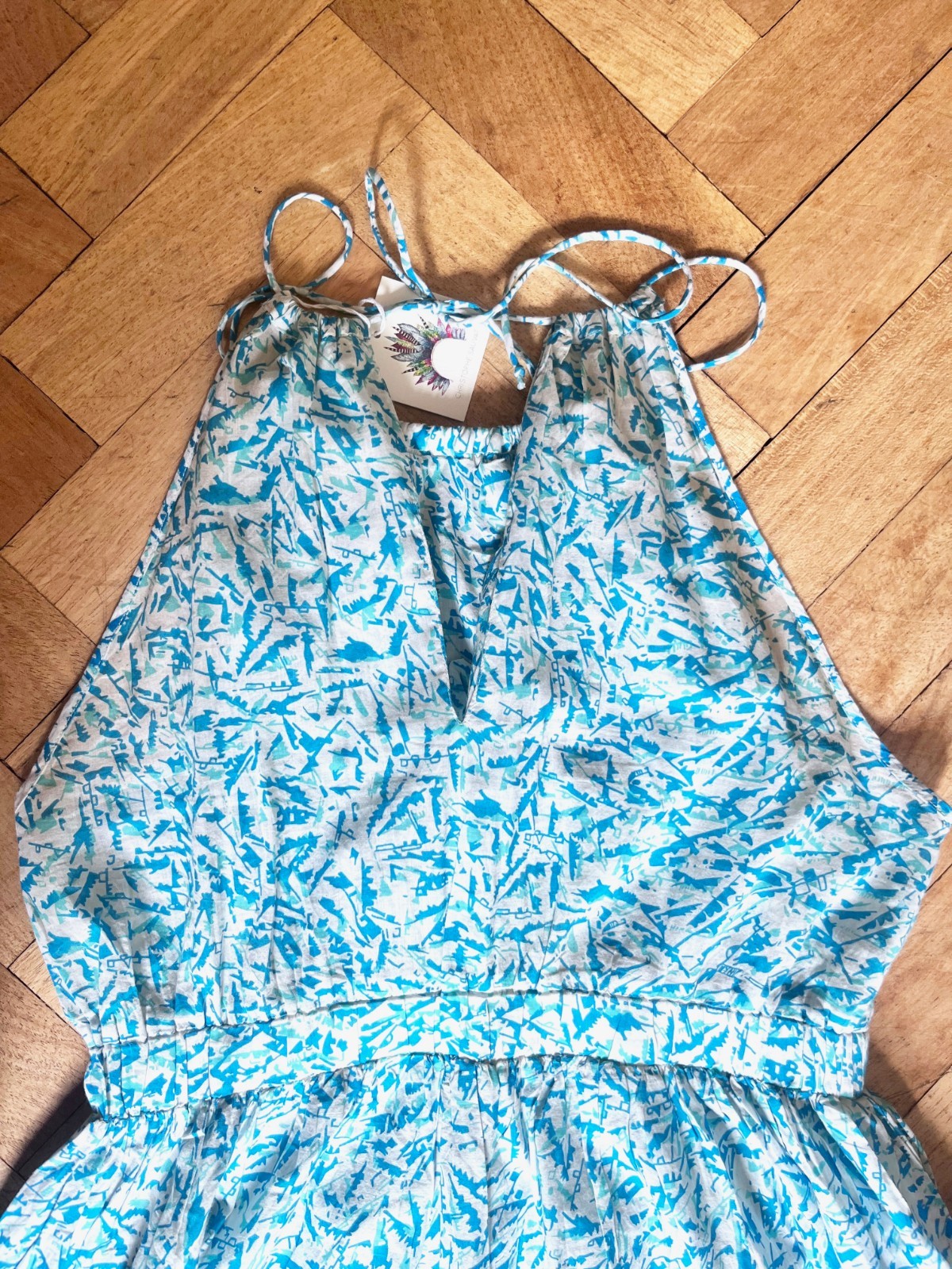Beautiful Christophe Sauvat cotton maxi dress w embroidery detail 12/14 rrp £275
