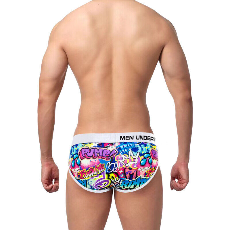 PUMP Men Sexy Printing Low Waist Briefs Bikini Underwear Underpants Jockstrap