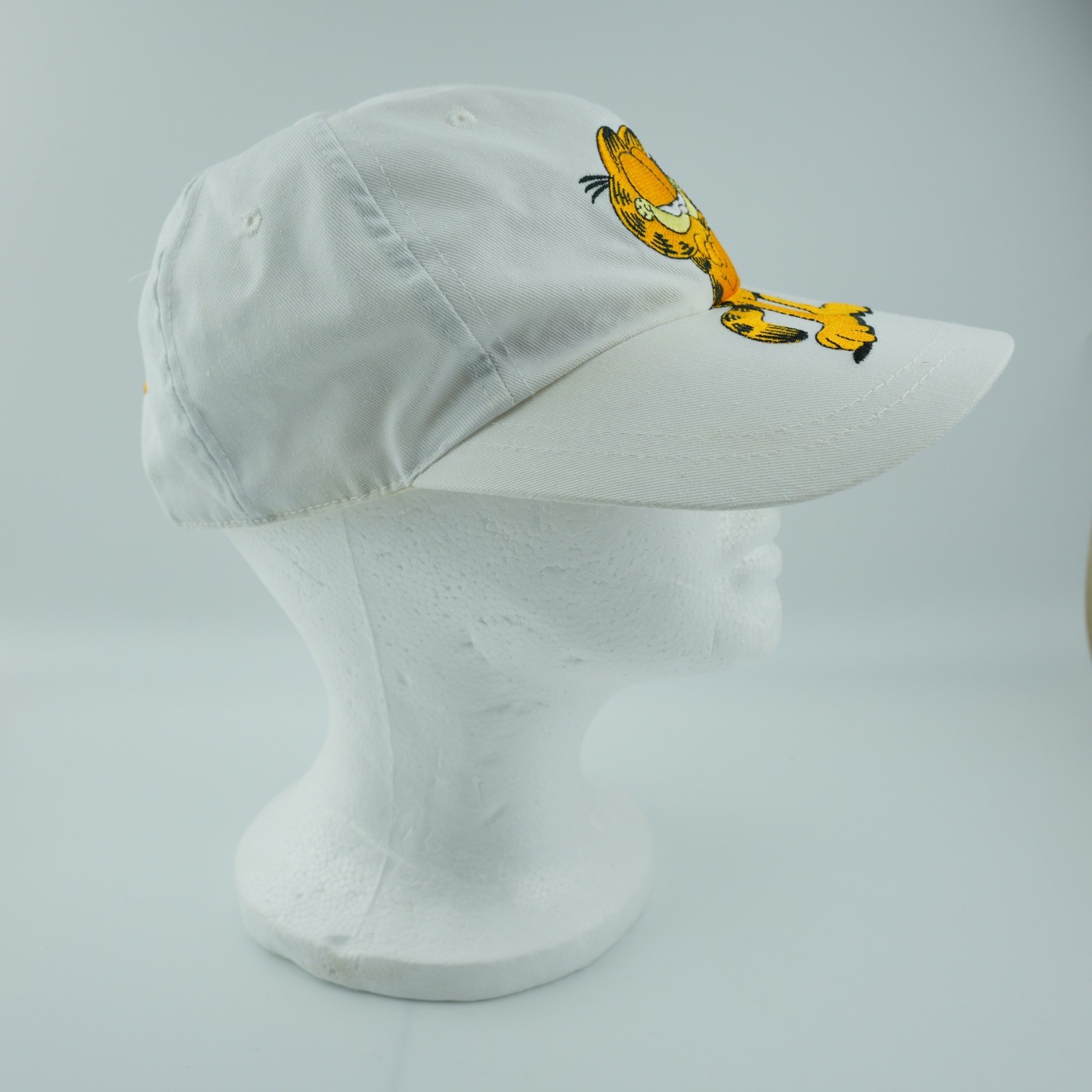 Vintage 90s Garfield Hat Cap Snapback White Cartoon Nostalgia Collectible