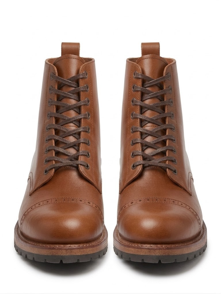 Handmade Military Style Leather Boots Men’s US 10.5 UK 9.5 Maple Brown Goodyear