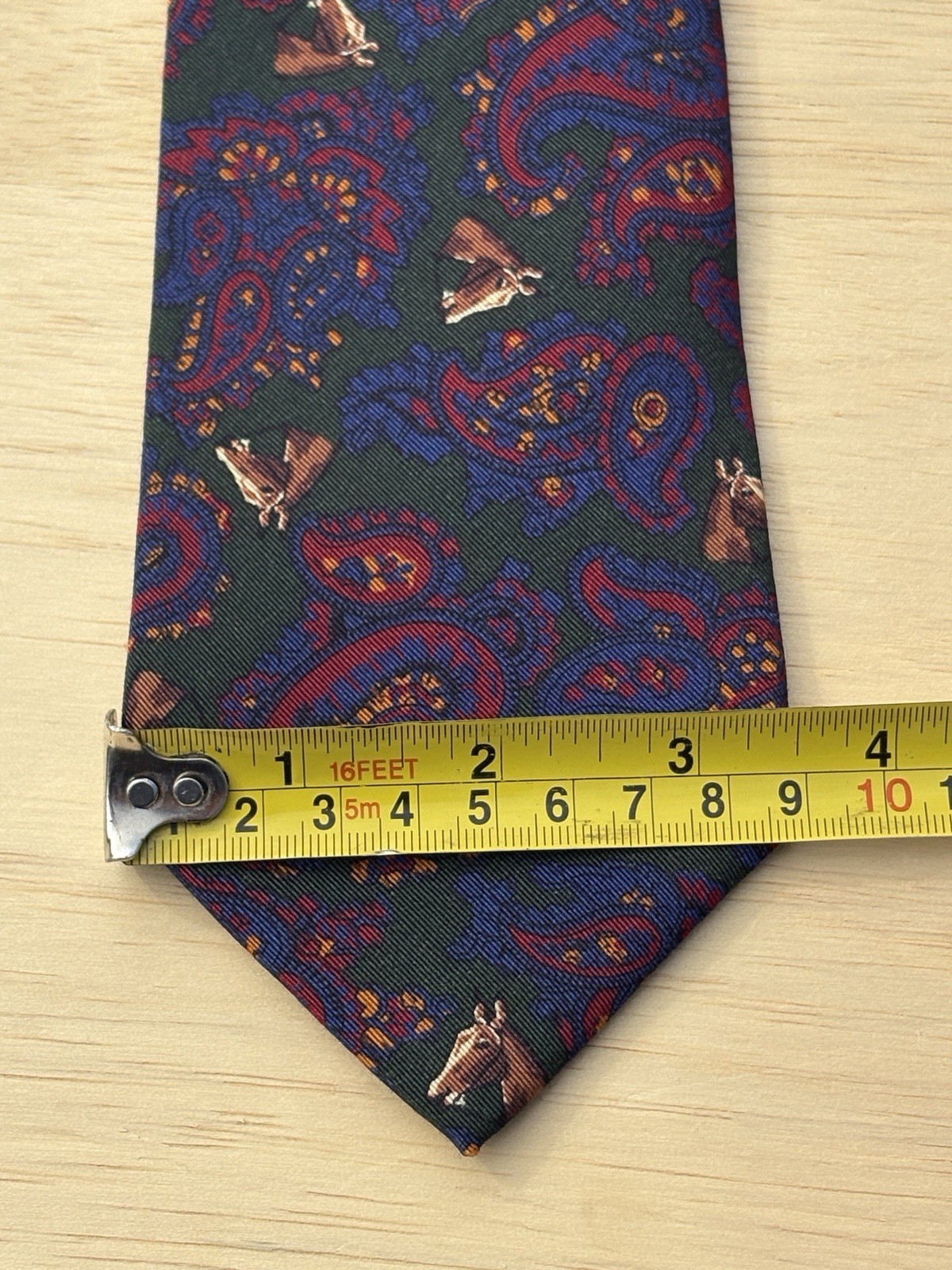 Polo Ralph Lauren Hand Cut Silk Tie Equestrian Horse Stripes Hand Made in Italy