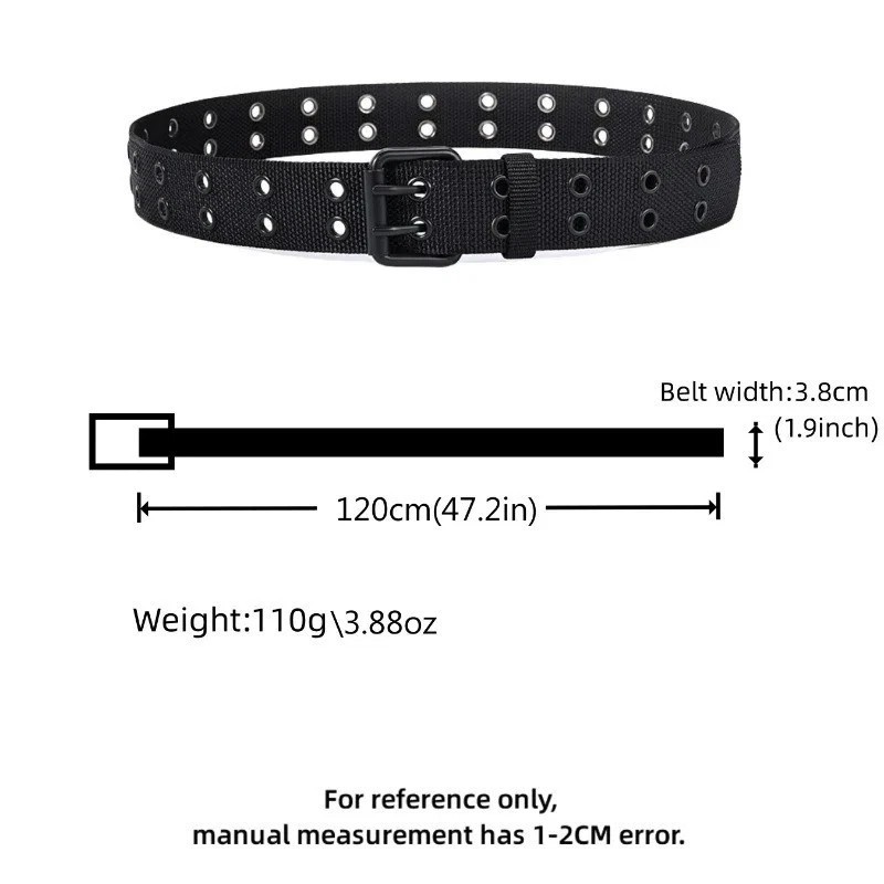 Luxury Nylon Belts Men’s Double Grommet Belt Buckle Outdoor Sport Belt for Jeans
