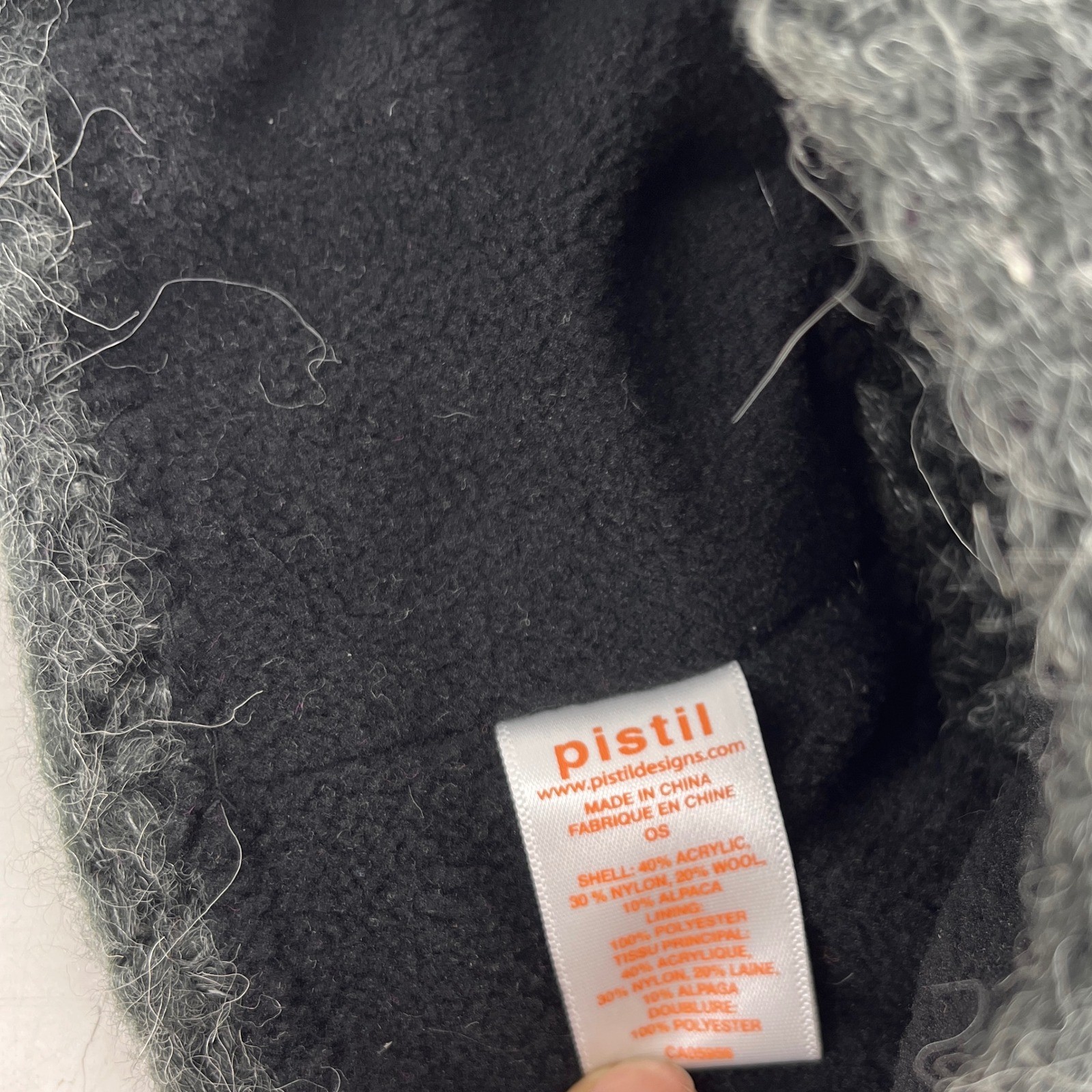 Pistil Chunky Knit Beanie Hat Charcoal Grey Cable Knit Alpaca Blend