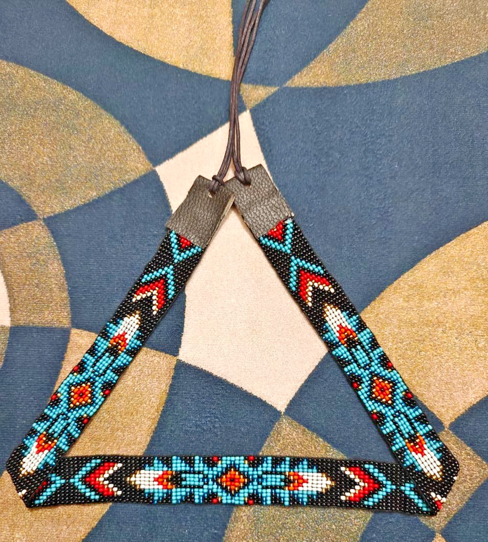 Beaded Hat Band Geometric Southwestern Pattern Cowboy Rode Handmade hatband