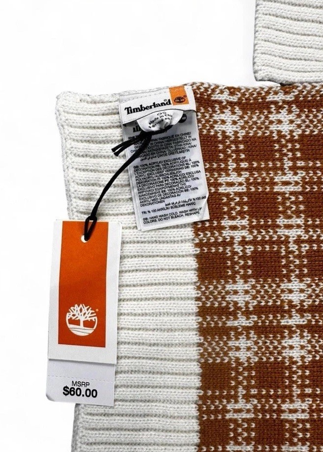 Timberland Wheat Plaid Scarf NWT 64 Inches