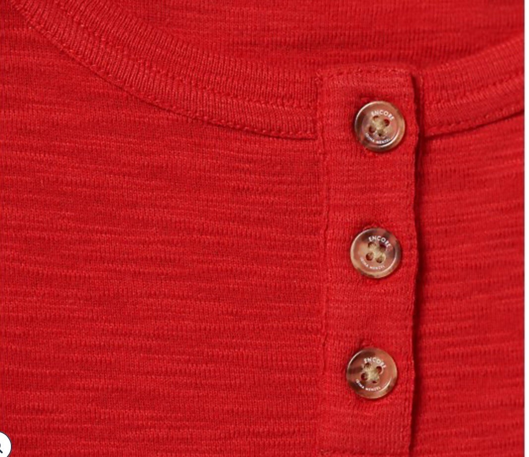 Encore by Idina Menzel Henley Tank Tee Red Rose Large A508779