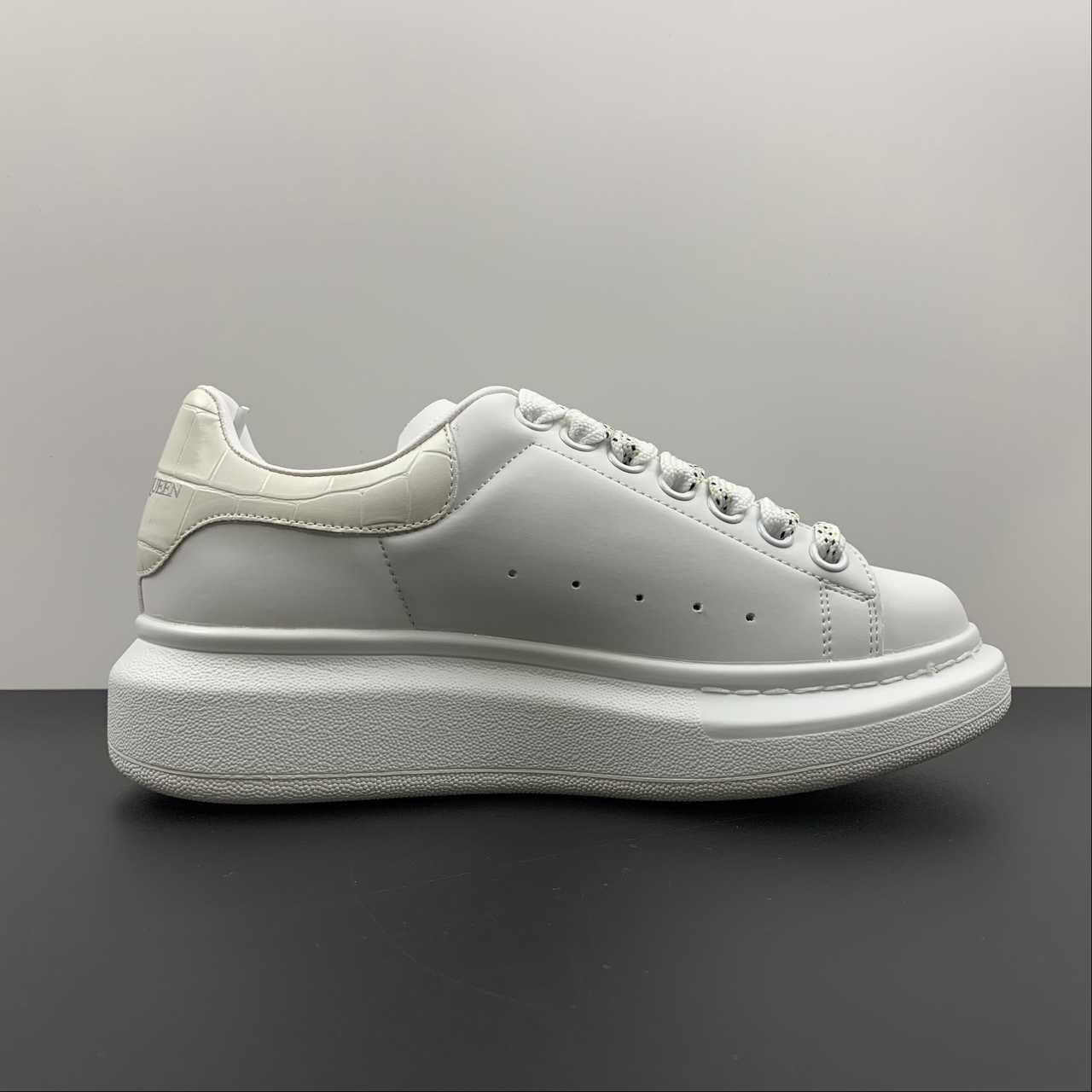 Alexander McQueen Oversized Sneaker White Croc Heel Mesh Dot Laces Unisex Leathe
