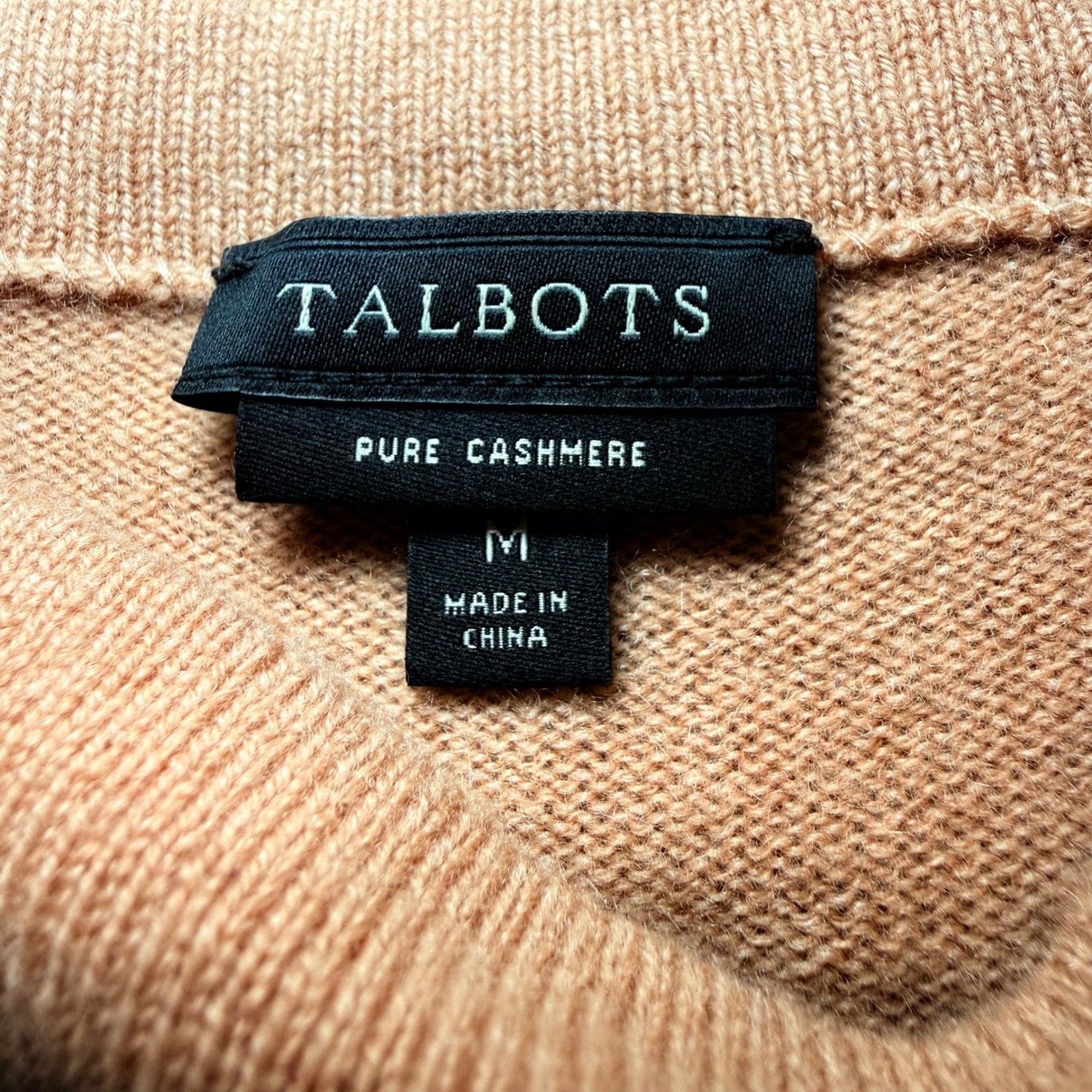 Talbots Pure Cashmere Sweater Camel Tan Crewneck 3/4 Sleeve Size M CN5124 07/20