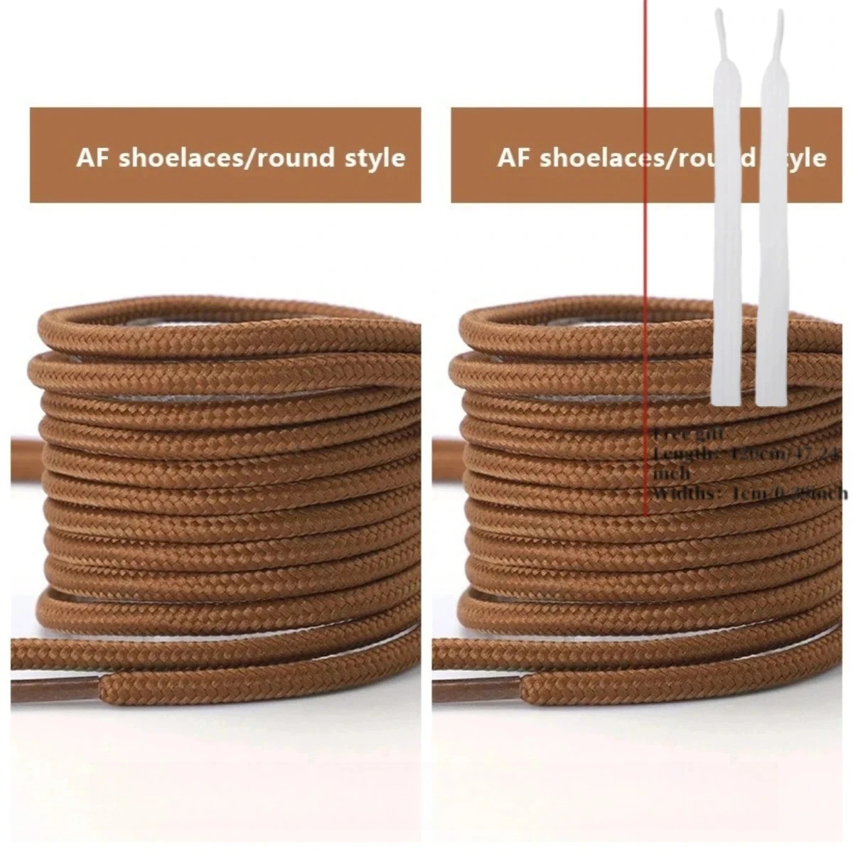3 Pairs Flat Round AF1 Shoelaces Wheat Brown – Autumn Replacement Strings for Sp