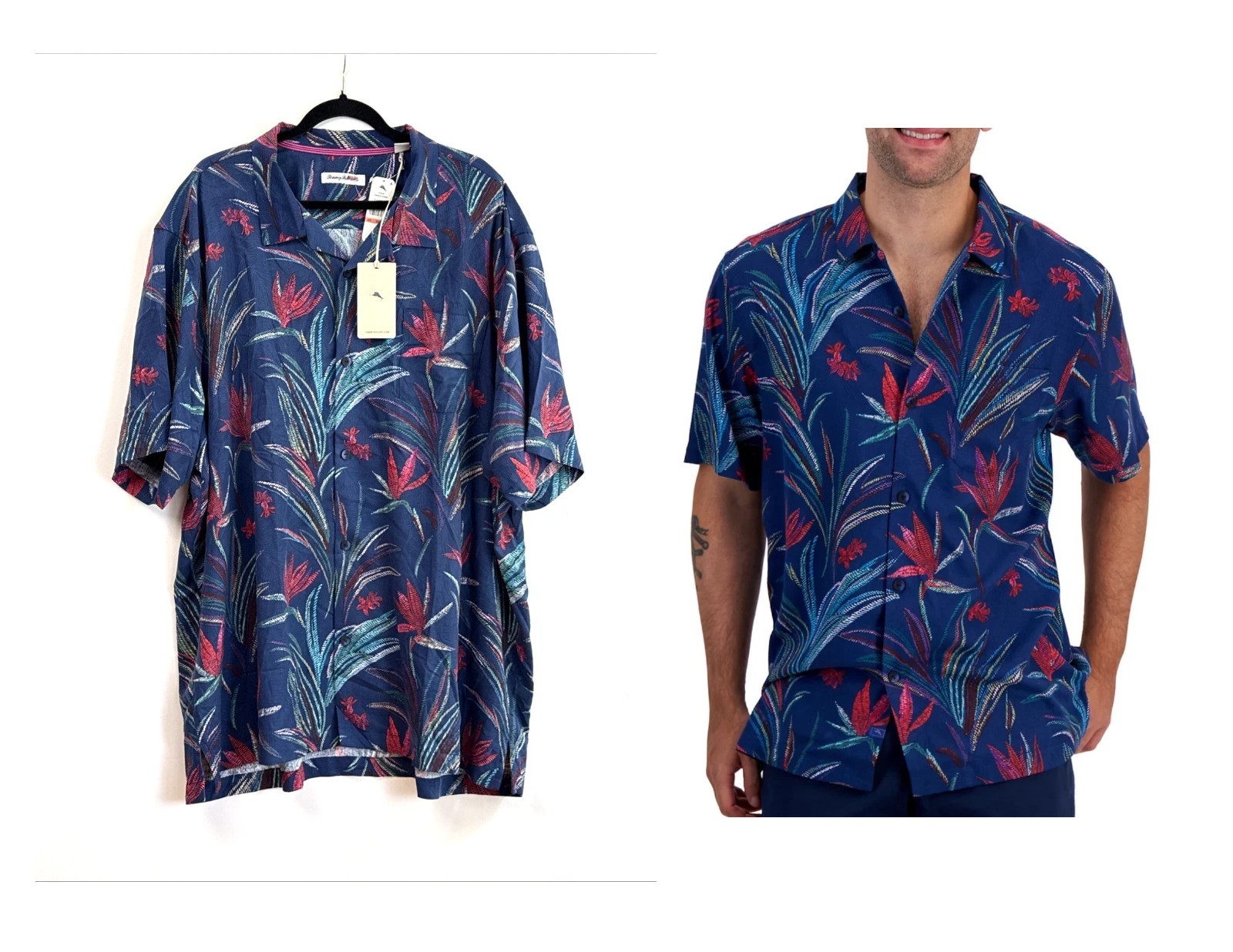 TOMMY BAHAMA Mariscala Blooms Floral Print Button Silk Shirt XXXL 3XL NWT $148