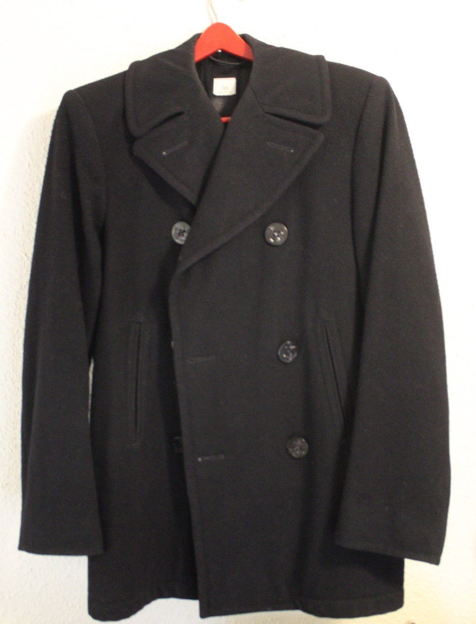 Vintage Navy Pea Coat Jacket Men’s Wool Black 36R 8405-01-154-5781