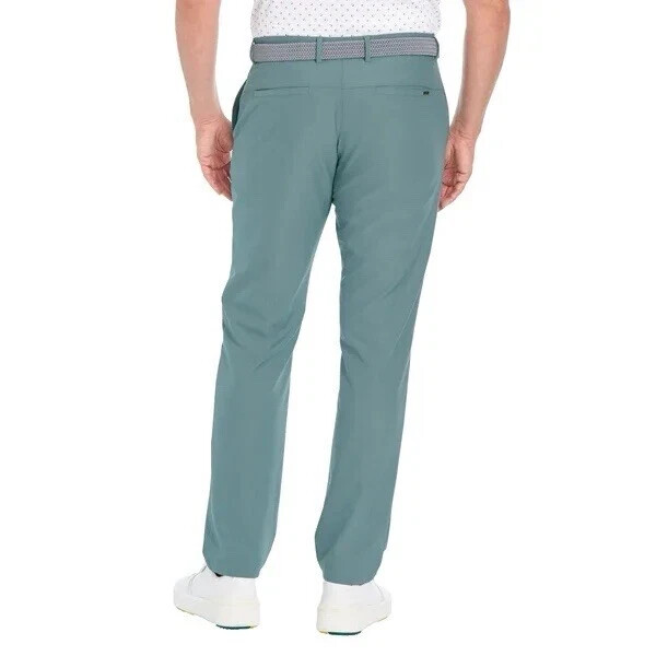 Greg Norman Men’s Performance Flex Waistband Snap Button Pants, Green, 32X34