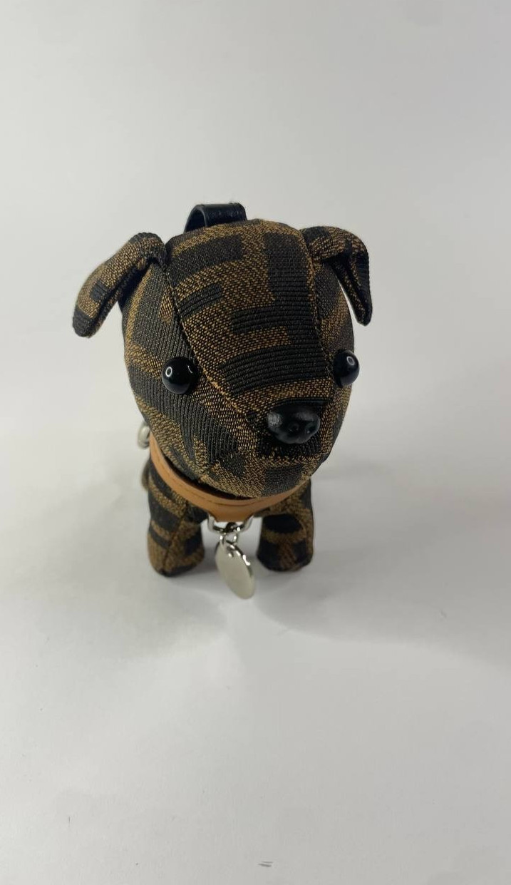 Fendi FF Monogram Dog Keychain Bag Charm Puppy