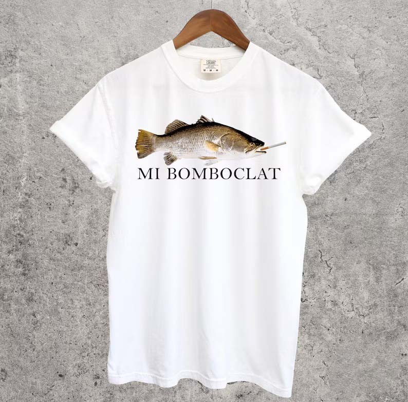 Smoking Fish Graphic Tee Humor Y2k Animal Meme T-shirt