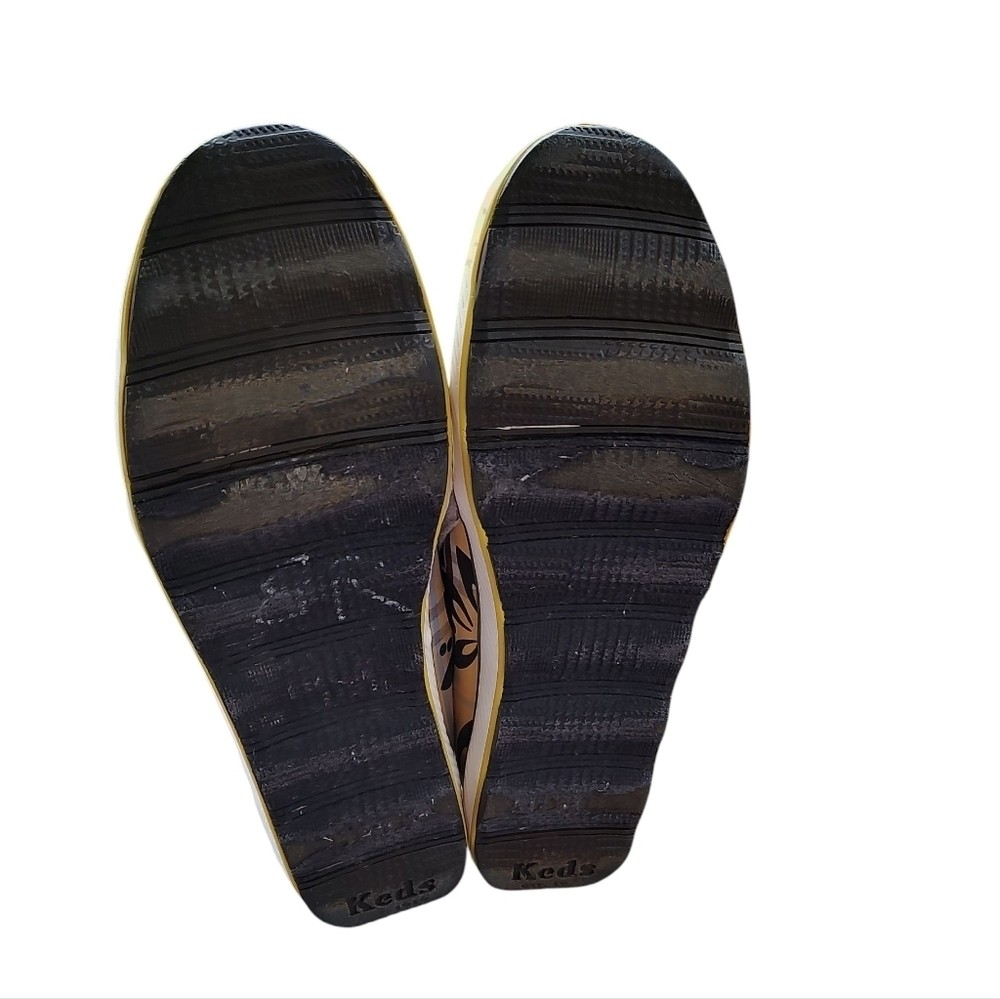 Keds Island Plaid Floral Double Decker Slip-On Sneakers Brown And Butter Yellow