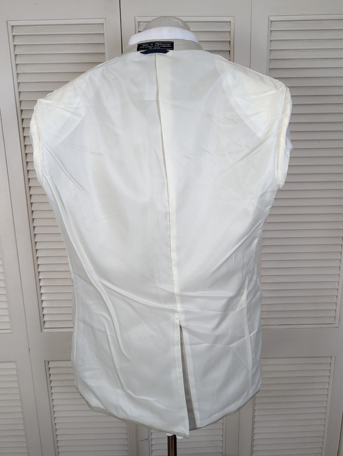 Haspel Perfect Poplin 2 Piece Suit Mens 44R Pants 32×33 Solid Beige Cream Cotton