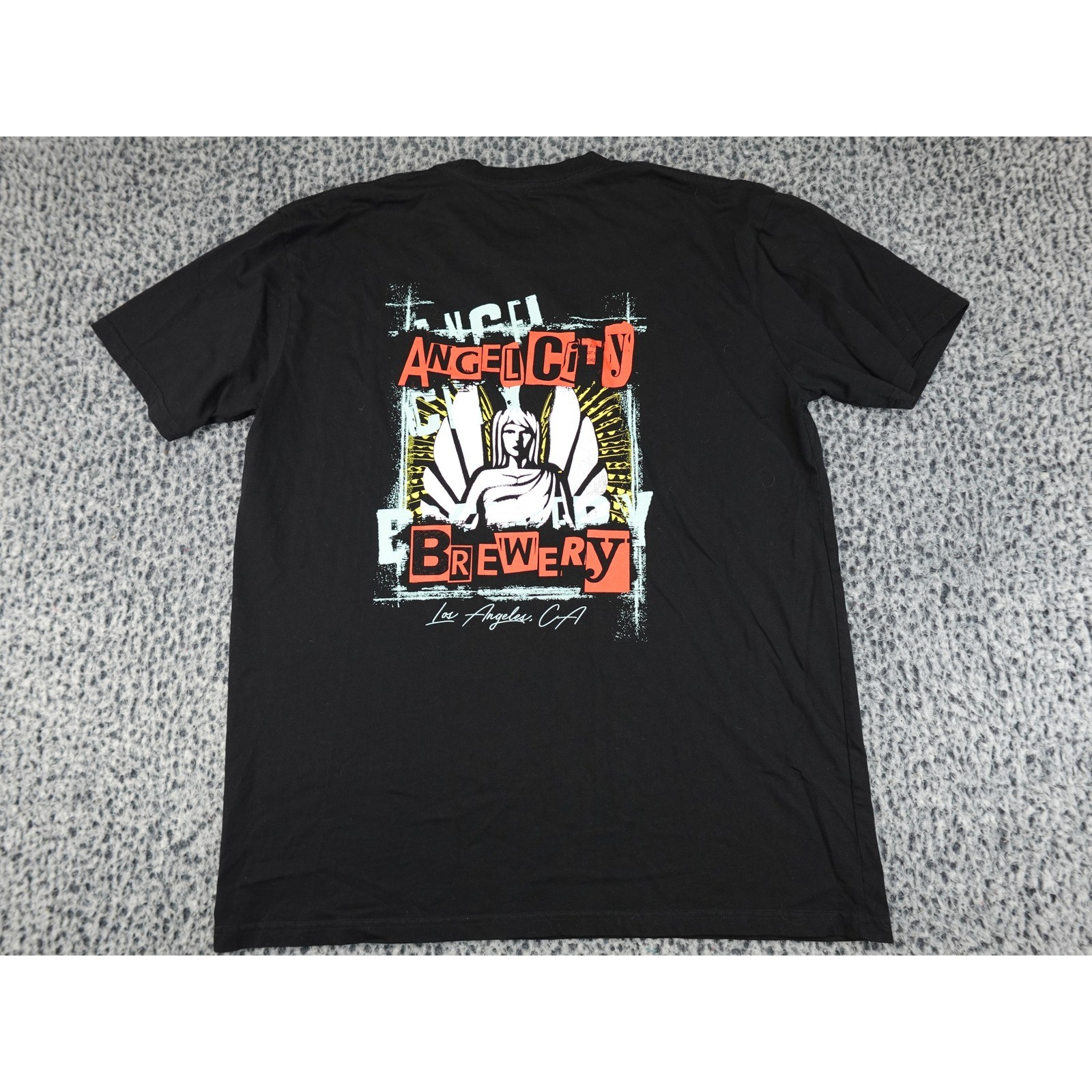 Angel City Brewery T-Shirt Mens XL Black Los Angeles CA Graphic Tee Cotton