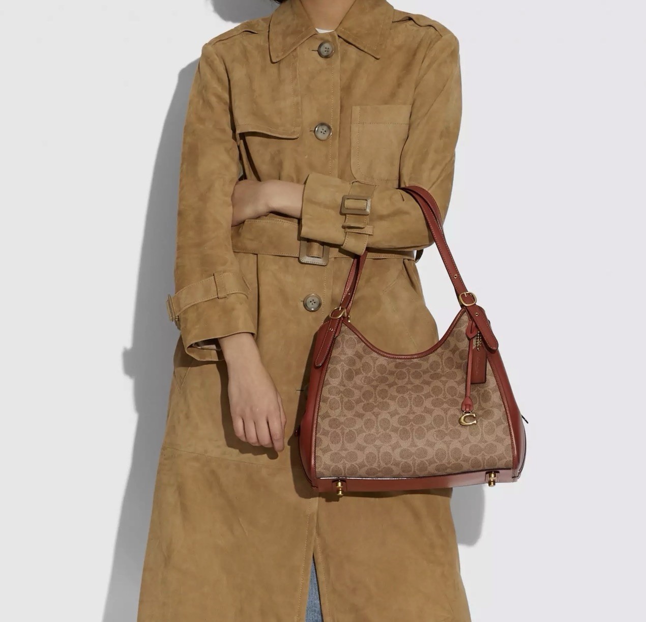 NWT Coach C4825 Lori Shoulder Bag In Signature Canvas & Calf Leather-Tan Rust