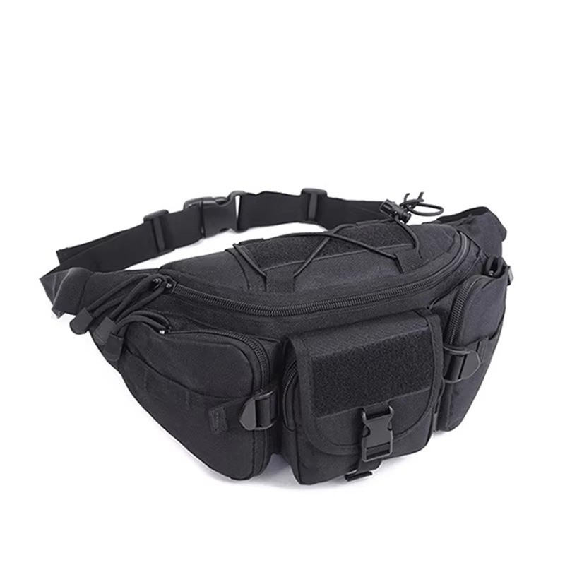 Men Tactical Waist Bag Waterproof MOLLE Belt Pack Hiking Travel Black