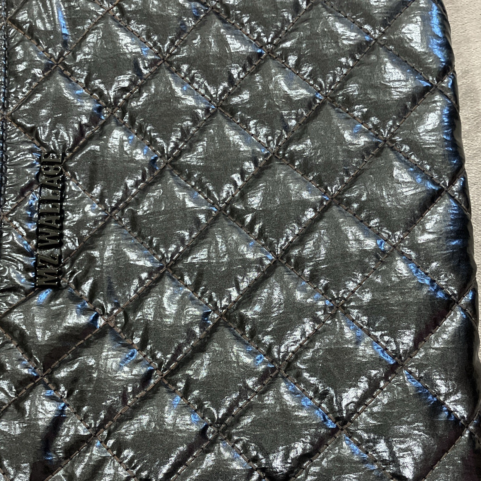 MZ Wallace Gray Zip Crossbody Bag Chain Strap Lined Pockets