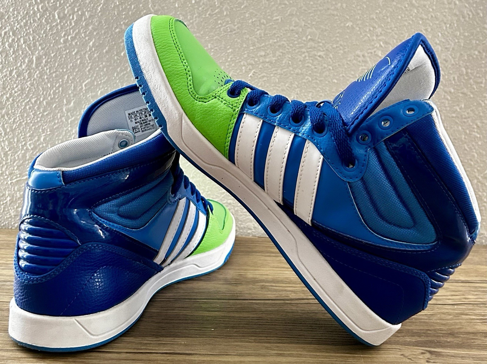 Adidas Blue/Green/White Colorblock Mid Top Lace-Up Sneakers G99390