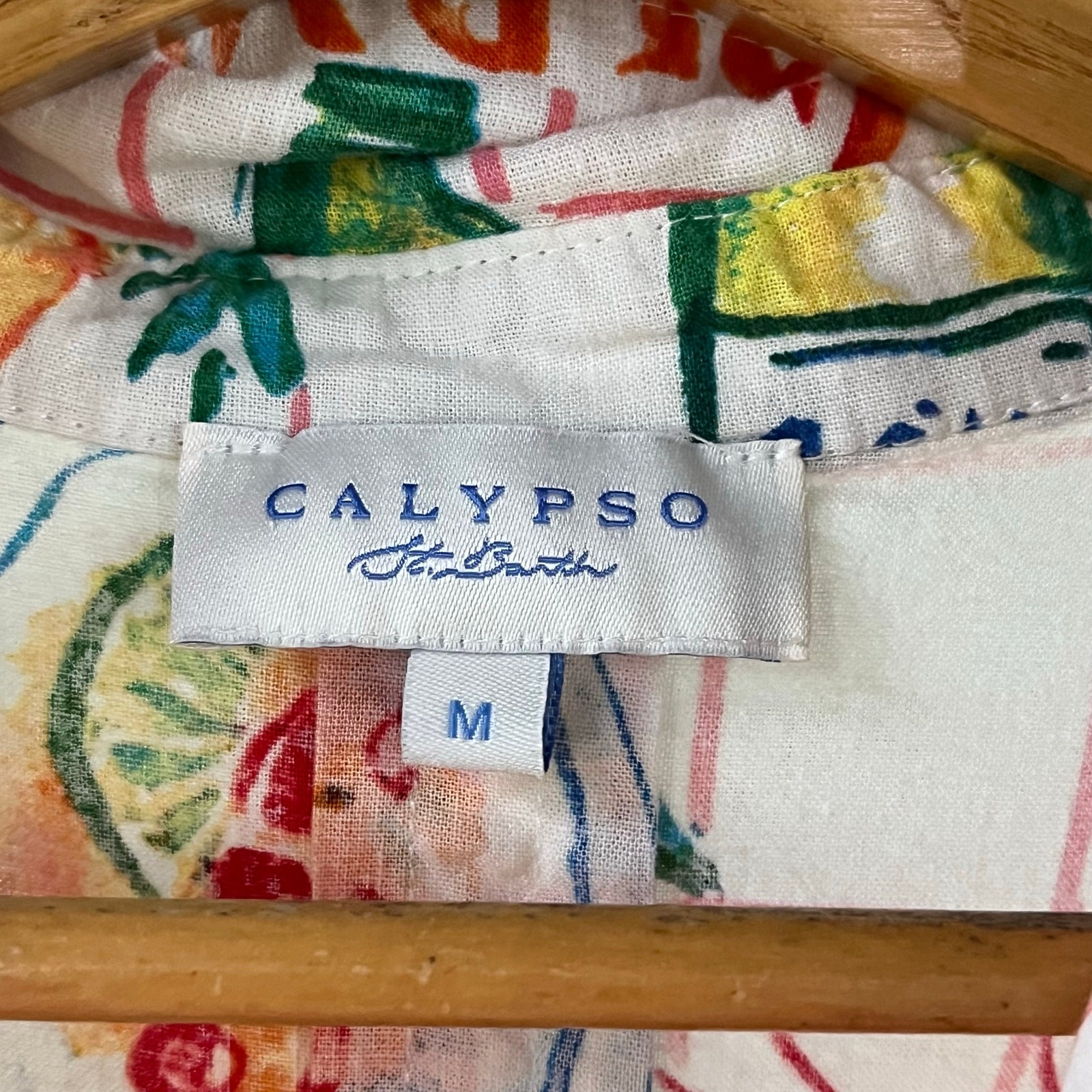 Calypso Saint Barth Women’s Coastal Novelty Print Top Linen Blend Size M