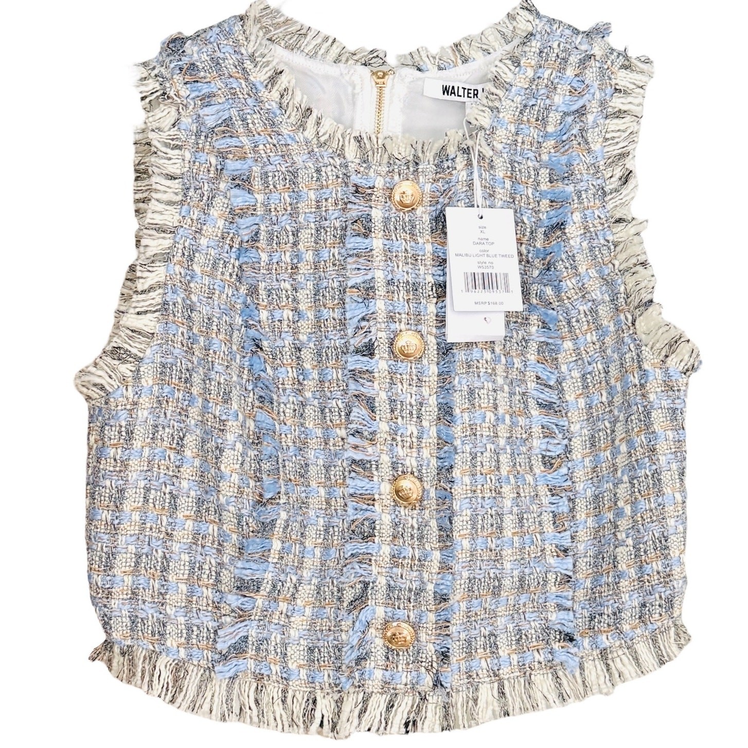 Walter Baker Dara Malibu Light Blue Tweed Top XL