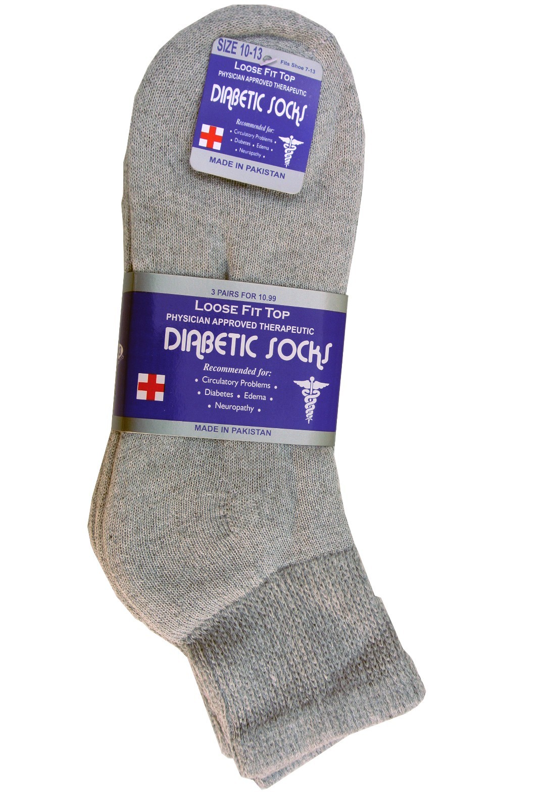 Diabetic GRAY ANKLE circulatory Socks Health Men’s & Women’s Cotton ALL SIZE