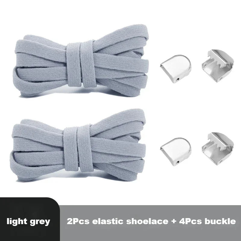 Flat Shoelaces Without Ties End Silver Metal Buckle Elastic Laces for Sneakers R