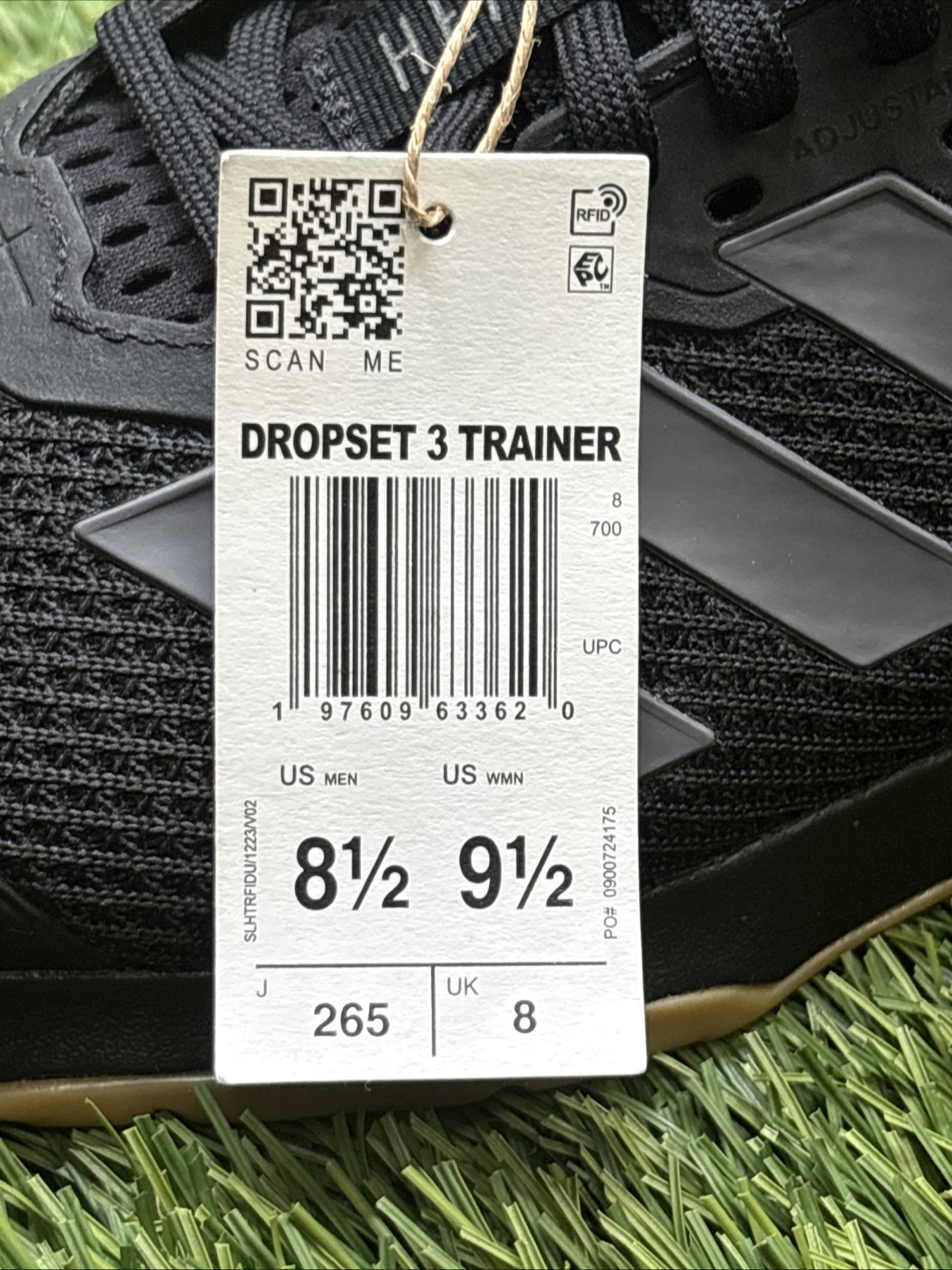 New Mens 8.5 Adidas Dropset 3 Trainer Cross Training Shoes Black Grey Gum IH8292