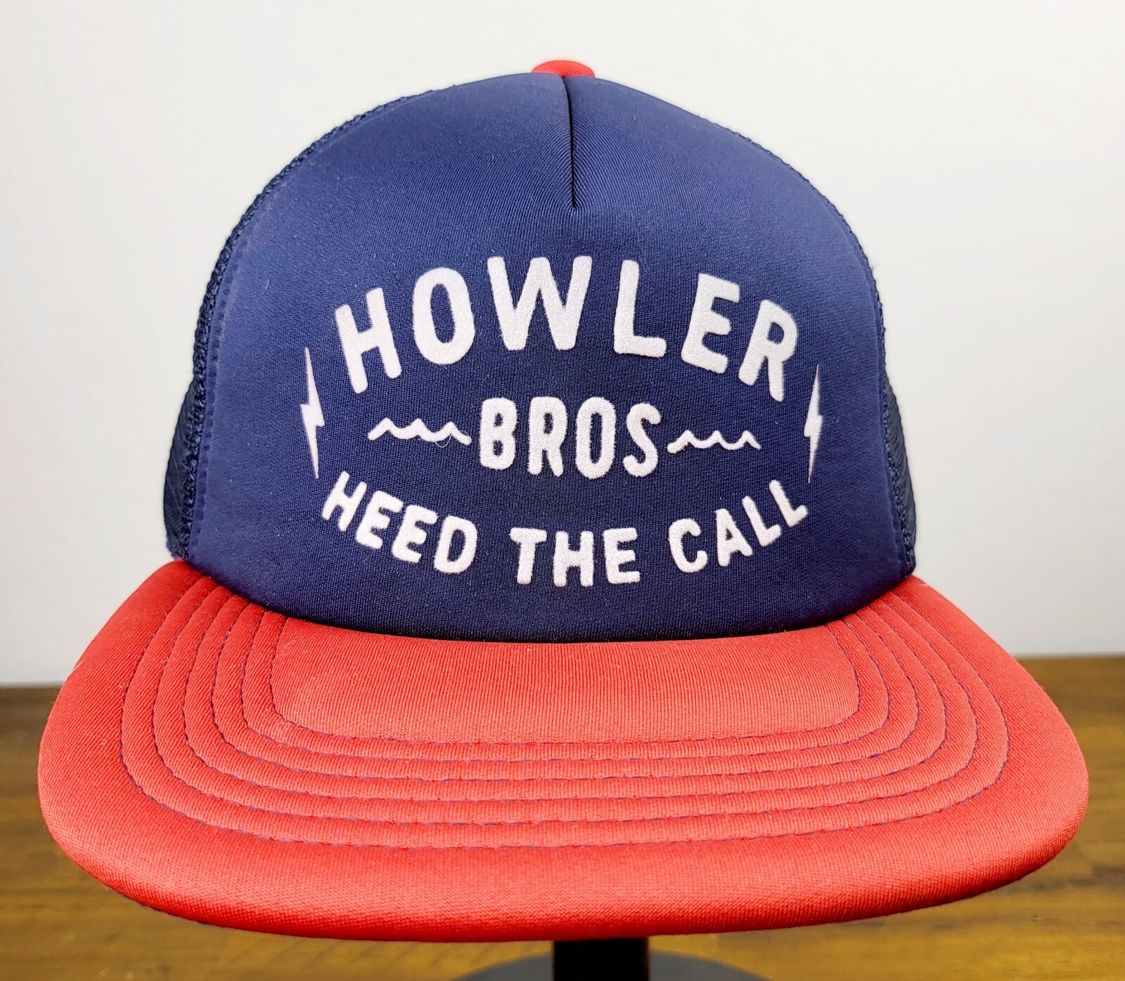 Howler Bros Mesh Foam Polyester SnapBack Hat Heed The Call Blue Wide Brim Cap