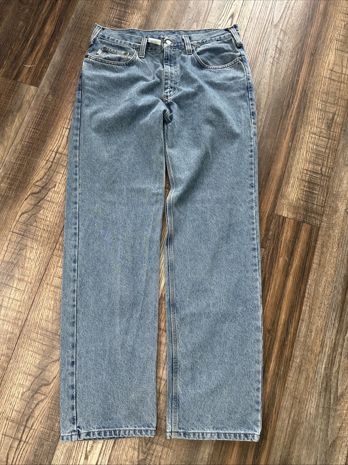 Carhartt B460 Jeans Mens 36×33.5 Blue Relaxed Fit Straight Denim Workwear Pants
