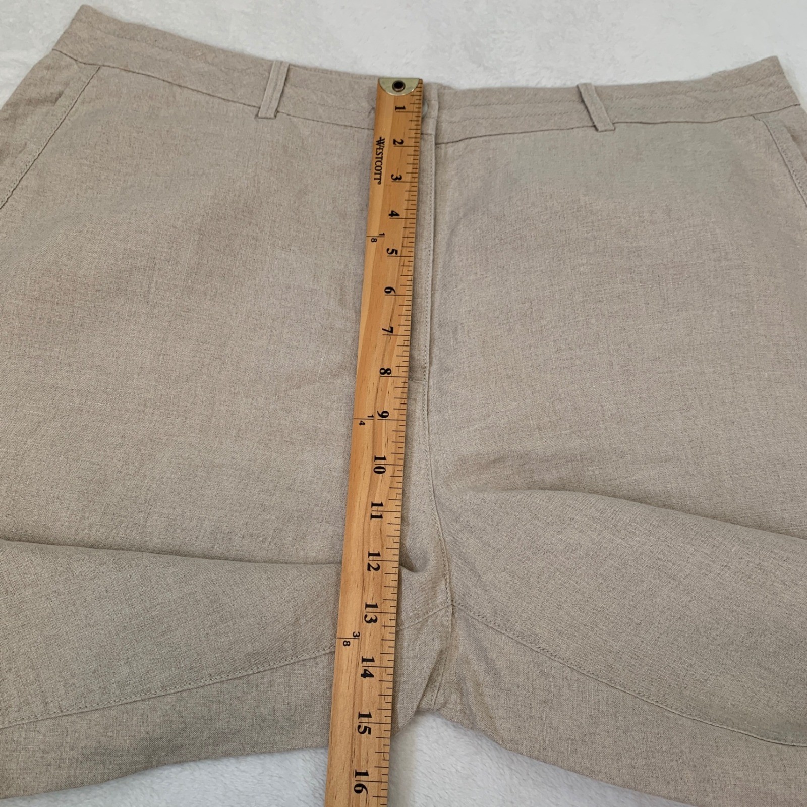 L.L. Bean Classic Fit 100% Linen Pants Beige Tan Womens 18 Reg