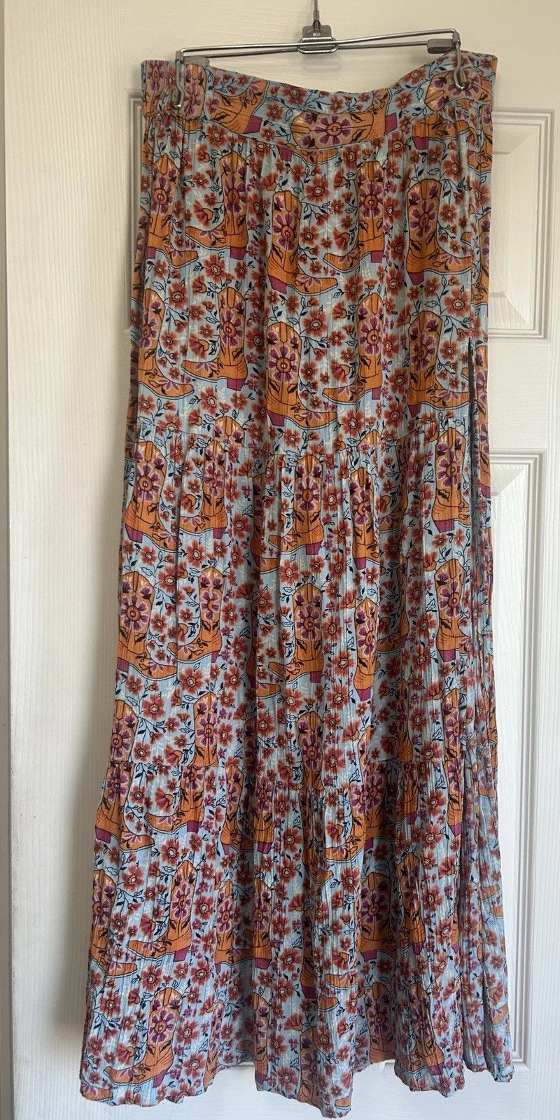 Angie Medium Midi Maxi Cowgirl Skirt Western Rodeo Country Boho with Slit NWT