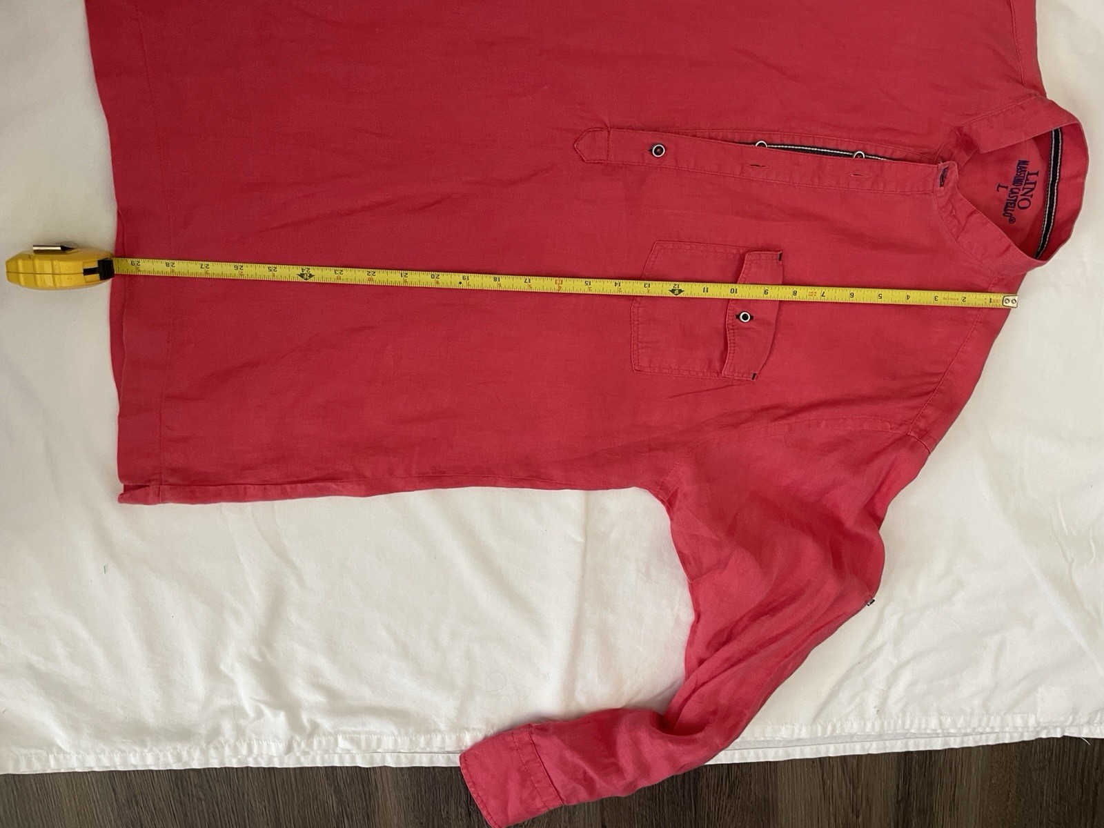 Massimo Castello 100% Linen Fushia Color Long Sleeved Men’s Shirt Size Large
