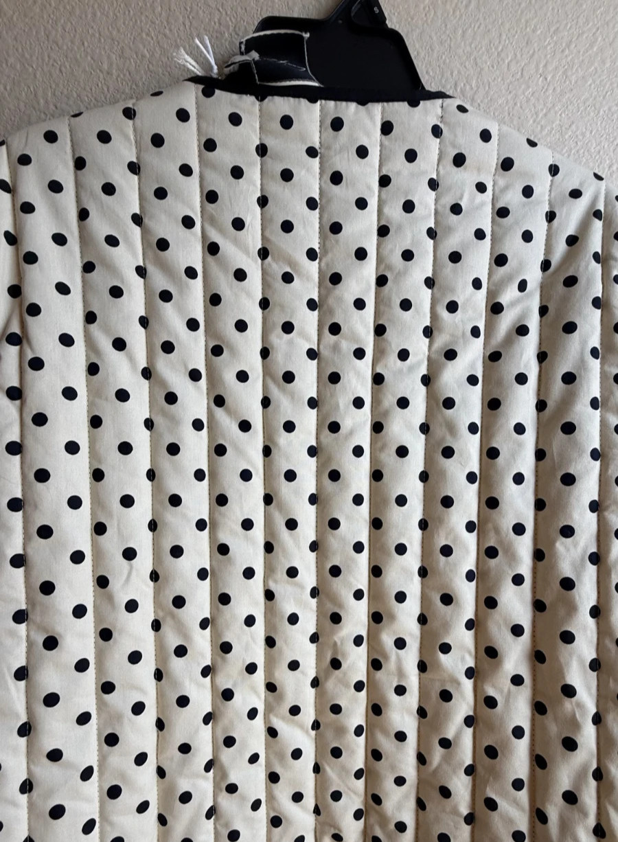 Joie Reversible Quilted Jacket Cream Polka Dot Black Cotton Size S NWT