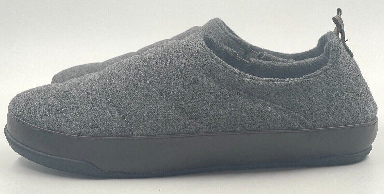 SUN + STONE Derek Quilted Slipper Men Grey Round-Toe Slip-on W/Heel Pull Tab