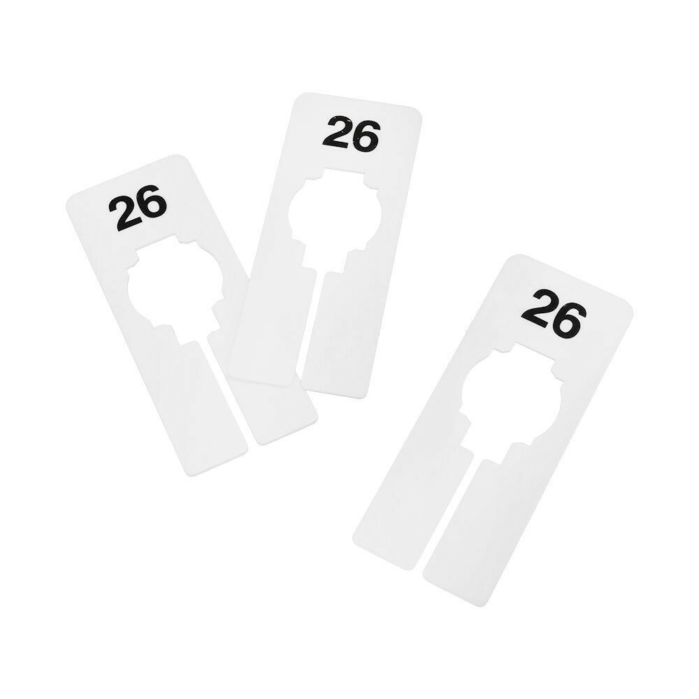 Hangers Retail Clothing 2″ x 5″ Rectangular Plastic Size 26 Dividers 10Pcs White