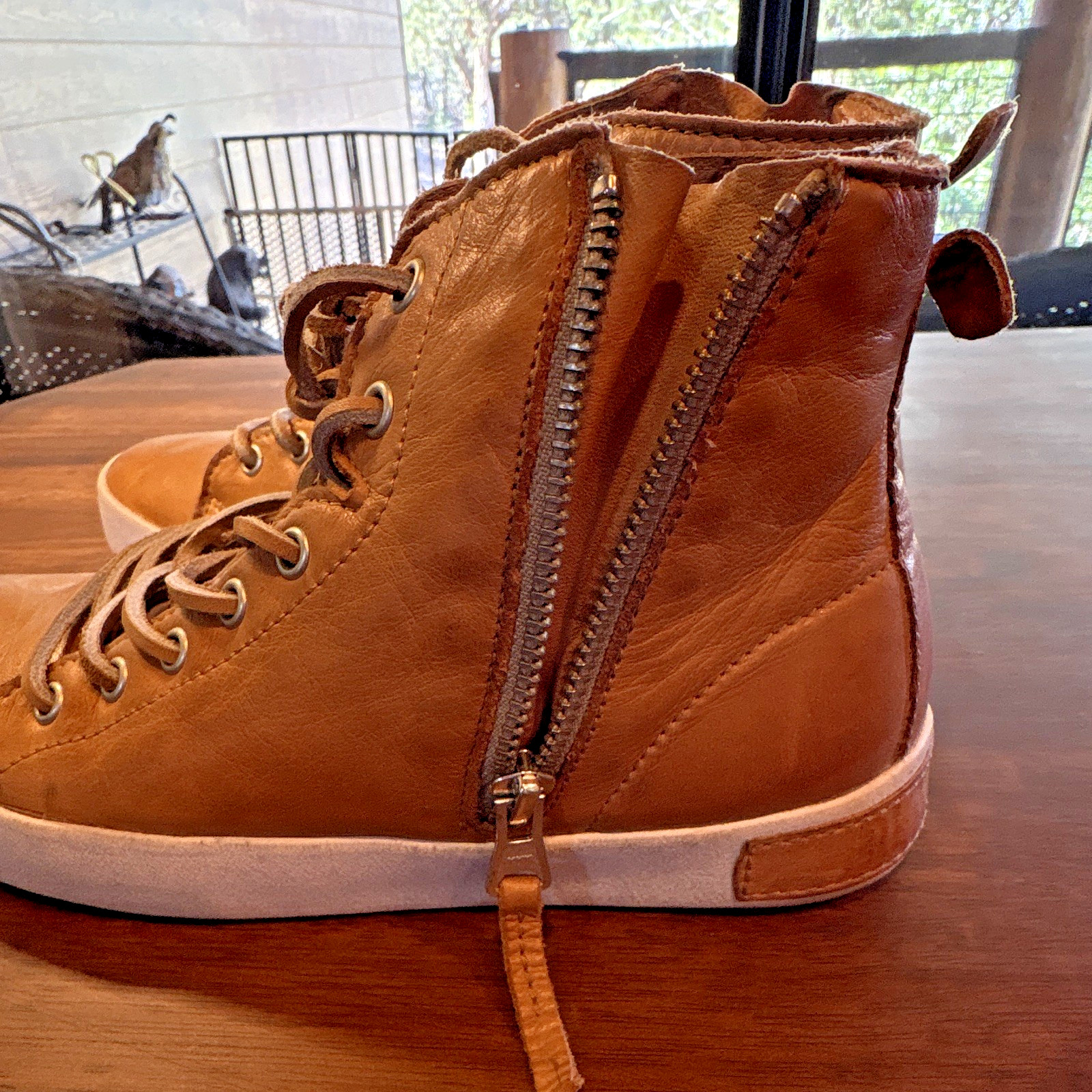 Blackstone Women’s Brown Leather Lace-Up High Top Sneaker Size 36 US 6
