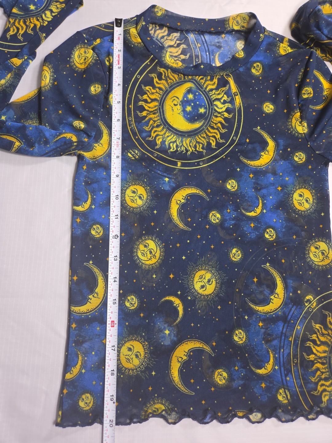 Sun Moon Celestial mesh top, Long Sleeved Size XS/SM