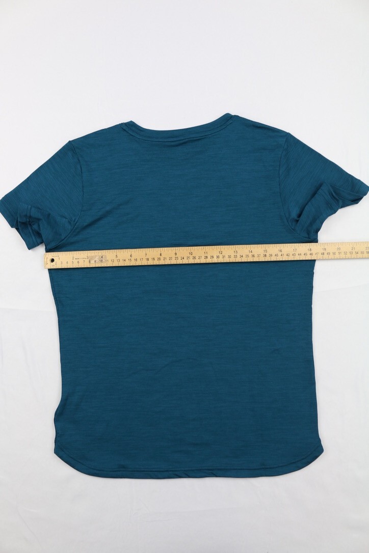 PUMA Womens Short Sleeve Logo Tee Lightweight Blue S Spell Out Logo Crew Neck
