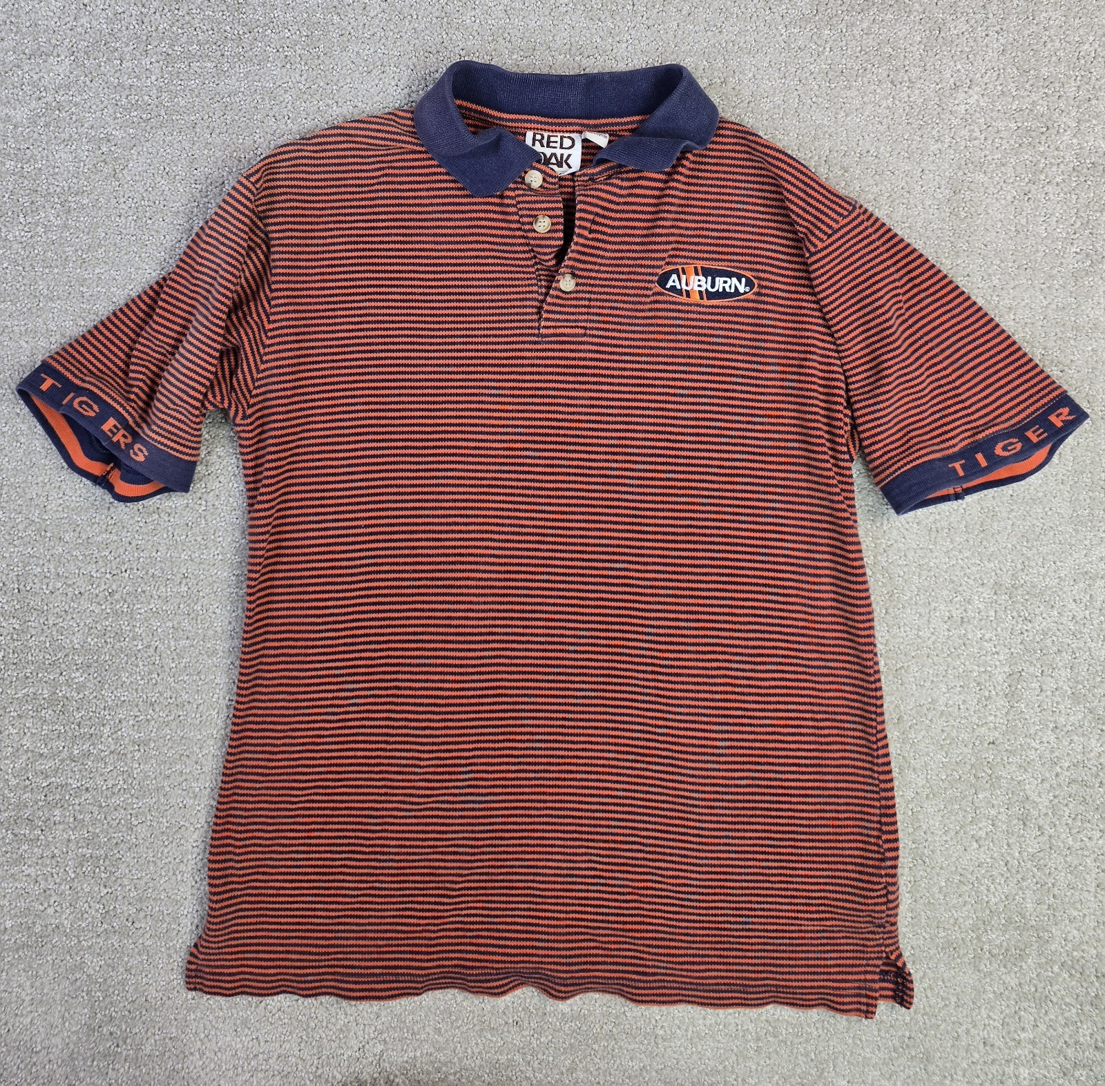 Vintage Auburn University M Tigers Red Oak Sportswear Golf Polo Medium Collar