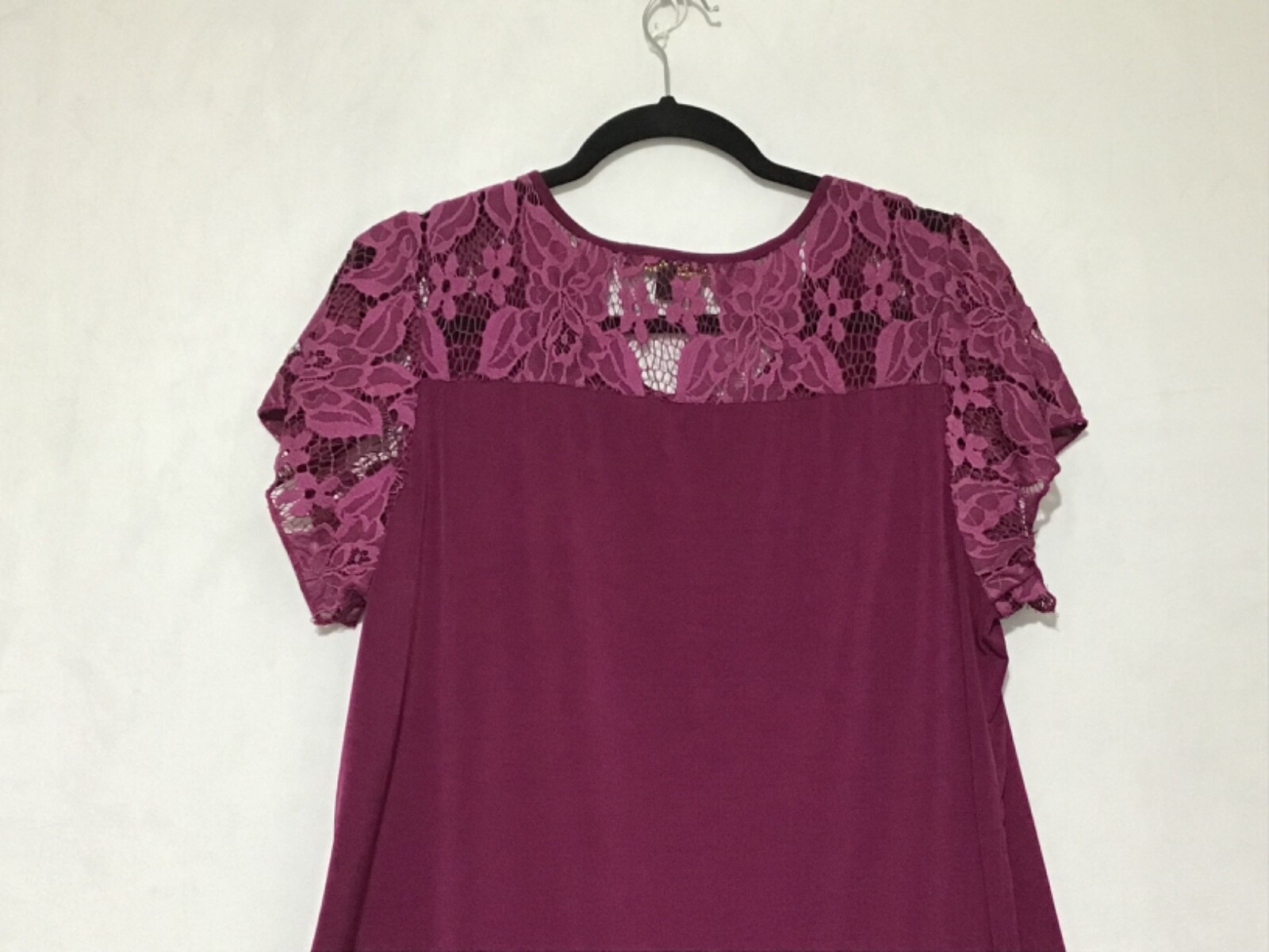 Always Indigo Shirt Top Womens Plus 1X Dark Magenta Lace Career Minimalist